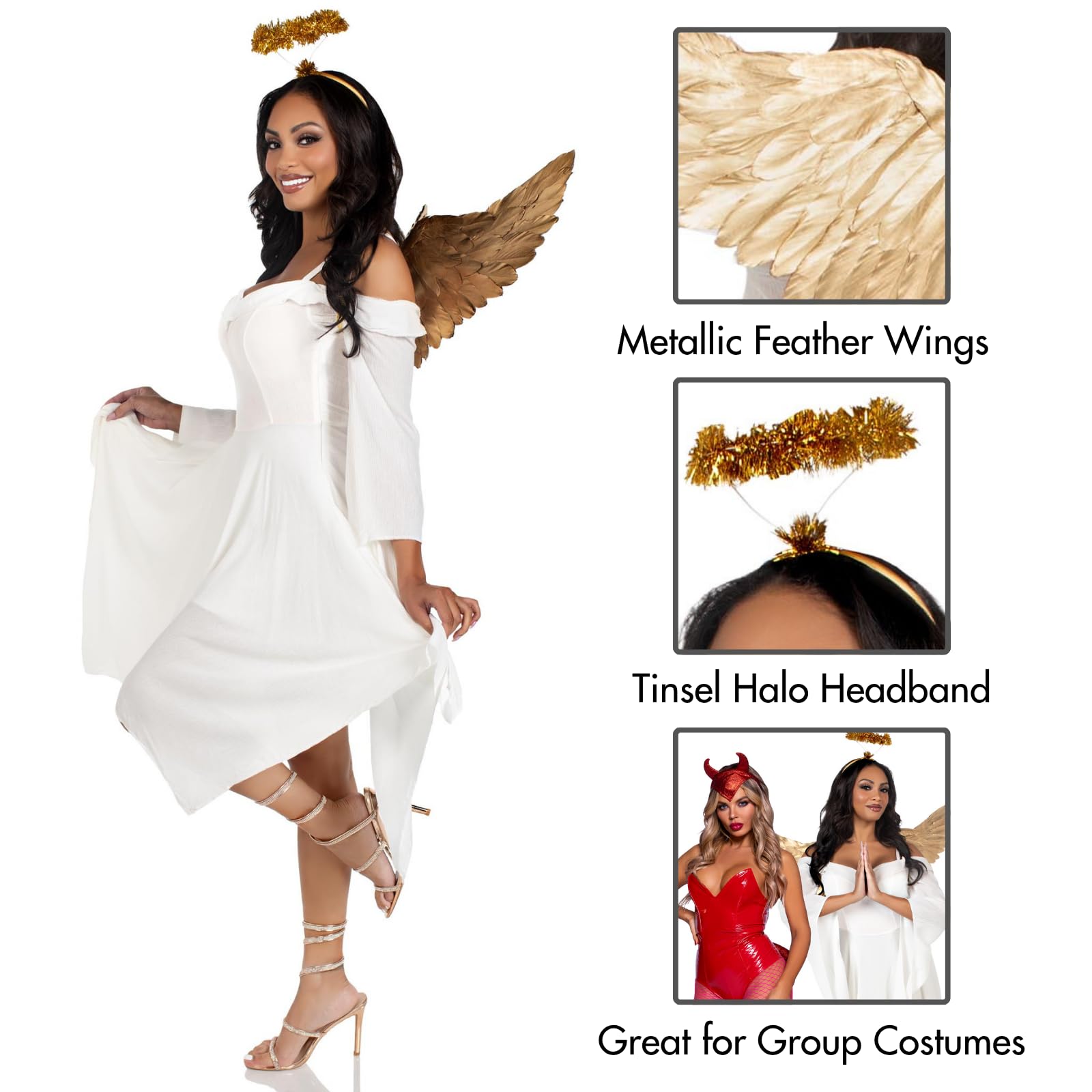 Leg Avenue Girls 2 Pc Metallic Angel Wings And Tinsel | Desertcart
